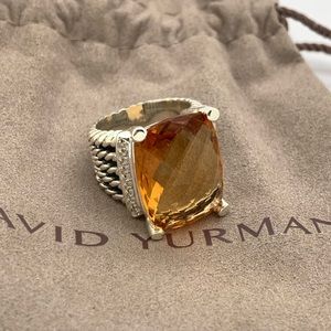 David Yurman 20x15 Citrine Diamond Wheaton Ring